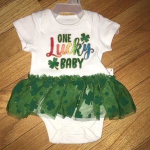 NWT Rainbow Irish Shamrock Onesie w Tutu Skirt
